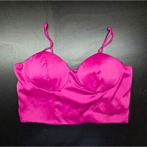 Sincerely Jules Pink Satin Ruched Bustier Corset Top Adjustable Straps L